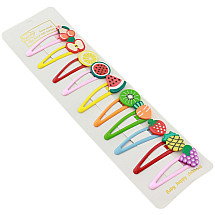 10 Piece Multicoloured Metal Hair Pin Set in Fruit Design - Everyday Hair Accessory 5x2 cm