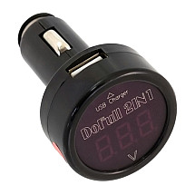 12-24V Car Voltmeter with LCD Display and USB Charger - Easy to Use, Portable Device Charging and Battery Charge Control