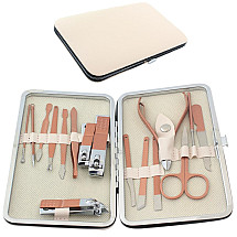 16 Piece High Quality Pedicure and Manicure Set in Pink and Gold Case - Ergonomic, Portable and Sterilisable Stainless Steel Nail Care Tool Set