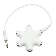 5-Port 3.5mm Headphone Splitter - White, High Quality, Portable Music Sharing Device for Family and Friends, Includes 3.5mm Jack Cable, Ideal for MP3, MP4, Smartphones and Tablets