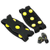 Anti-slip Silicone Shoe Pads with Metal Spikes - Ideal for Hiking, Compatible with Shoes Size 36-41, Black and Yellow