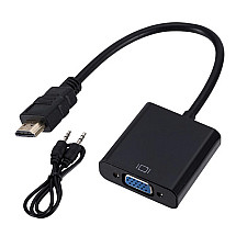 HDMI to VGA Converter with AUDIO Cable - High Quality Plug & Play Adapter Ideal for Projector, Monitor and TV - Supports FULL HD 1080p resolution