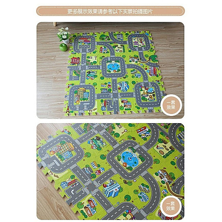 Bērnu izglītojošā putu paklājs-puzle Pilsēta 9 gb., 2,8 m2