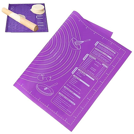 Virtuves Silikona Paklājiņš Mīklas Rullēšanai un Cepšanai, 60x45cm, Violets - 5907621812188 Virtuves Silikona Paklājiņš Mīklas Rullēšanai un Cepšanai, 60x45cm, Violets