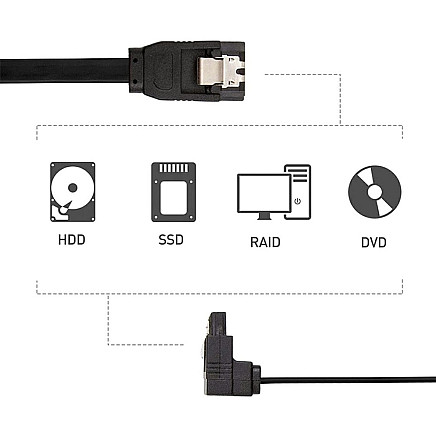SATA III leņķveida kabelis 40 cm