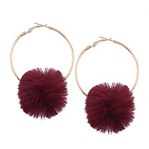 WINE RED POMPON EARRINGS K632W