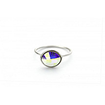 SWAROVSKI CRYSTAL RING, WHITE GOLD PLATED STEEL PST456, Ring size: US6 EU11