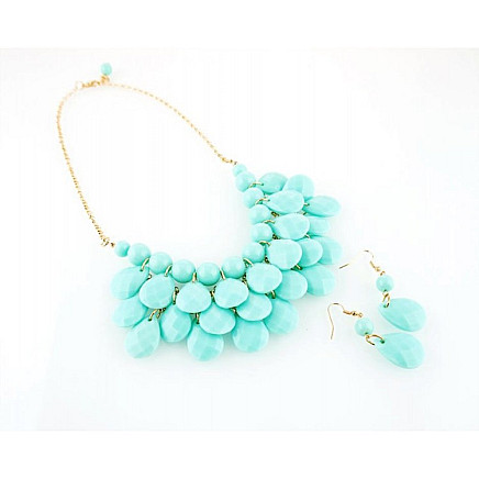 Geometric teardrop necklace with earrings N212