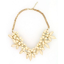 Flower necklace with crystals inside, cream N214k