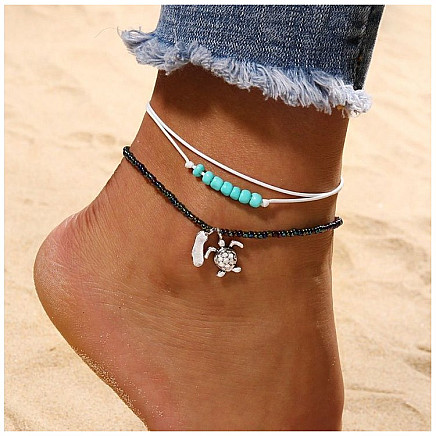 TURTLE BEADS ANKLE BRACELET B213