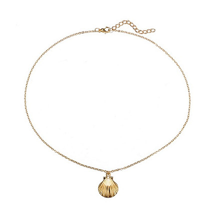 Long gold shell necklace N658