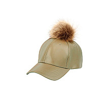 Leather baseball cap with pompom CZ14ZIE