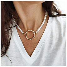 ARTIFICIAL PEARL NECKLACE with a circle N709