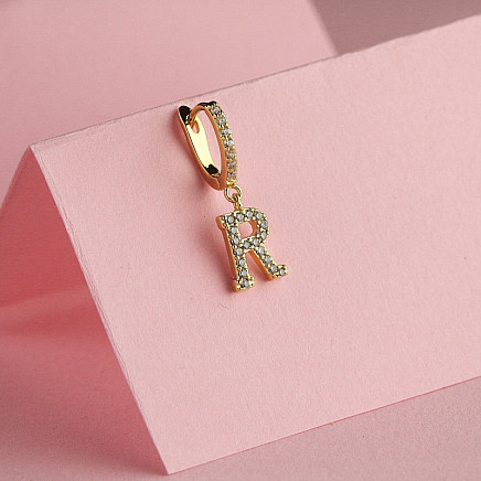 Gold-plated letter R earring KST1683R