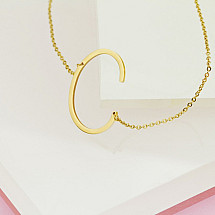 Necklace made of surgical steel, letter C, plated with NST995C gold