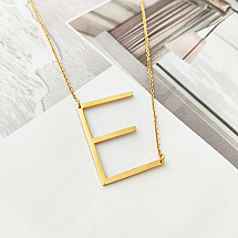 Necklace made of surgical steel, letter E, gold-plated NST995E