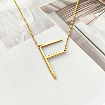 Necklace made of surgical steel, letter F, gold-plated NST995F