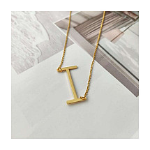 Necklace made of surgical steel, letter I, plated with NST995I gold