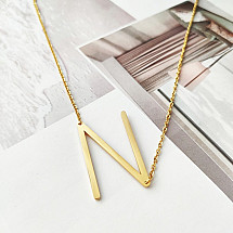 Necklace made of surgical steel, letter N, gold-plated NST995N