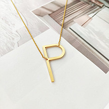 Necklace made of surgical steel, letter P, gold-plated NST995P