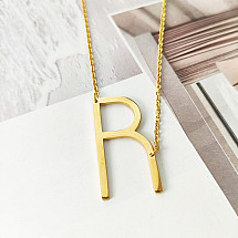 Necklace made of surgical steel, letter R, gold-plated NST995R