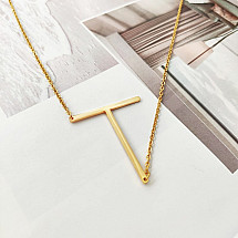 Necklace made of surgical steel, letter T, gold-plated NST995T