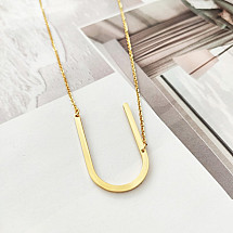 Necklace made of surgical steel, letter U, gold-plated NST995U