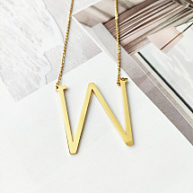 Necklace made of surgical steel, letter W, gold-plated NST995W