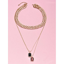 Delicate multi necklace with black N736