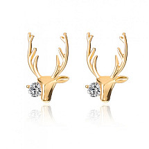 Gold stud reindeer earrings K1495