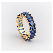 Gold-plated ring with zircons, color, surgical steel, gold-plated PST579N, Ring size: US7 EU14