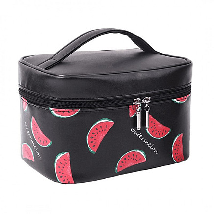 Fold-out cosmetic bag, black, watermelon-print, KS57 case