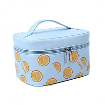 Foldable cosmetic bag, blue and orange, KS59