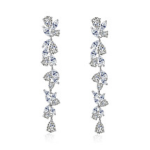 Wedding hanging earrings with crystals, stainless steel KSL88