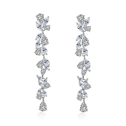 Wedding hanging earrings with crystals, stainless steel KSL88