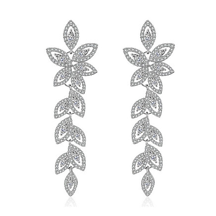 Wedding hanging earrings with crystals, KSL101 surgical steel