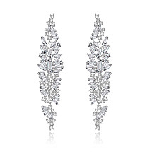 Wedding hanging earrings with crystals, stainless steel KSL89