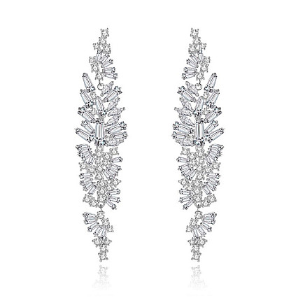 Wedding hanging earrings with crystals, stainless steel KSL89