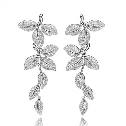 Wedding formal hanging earrings with crystals, KSL92 stainless steel