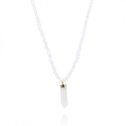 Rock crystal necklace, 14k gold-plated stainless steel NST1581B