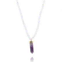 Rock crystal necklace, 14k gold-plated stainless steel NST1581FIO