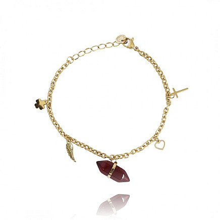 Surgical steel wrist bracelet, gold-plated with 14k gold BST1407CZE