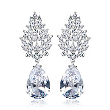 Wedding formal hanging earrings with crystals, KSL86 stainless steel