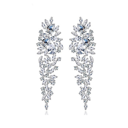 Wedding formal hanging earrings with crystals, KSL85 stainless steel