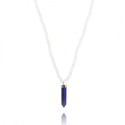 Rock crystal necklace, 14k gold-plated stainless steel NST1581GRAN