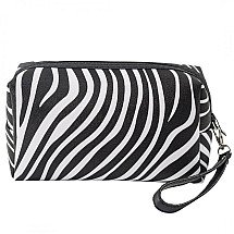 Foldable cosmetic bag, black, zebra pattern, KS49