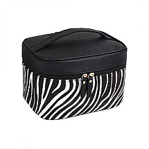 Foldable cosmetic bag, black, zebra pattern, KS48