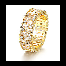 Gold-plated ring with zircons, color, surgical steel, gold-plated PST865, Ring size: US8 EU17