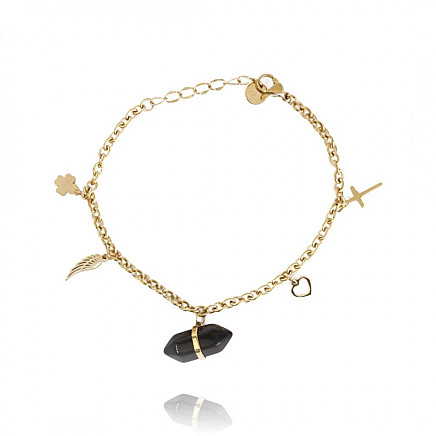 Surgical steel wrist bracelet, gold-plated with 14k gold BST1407CZ