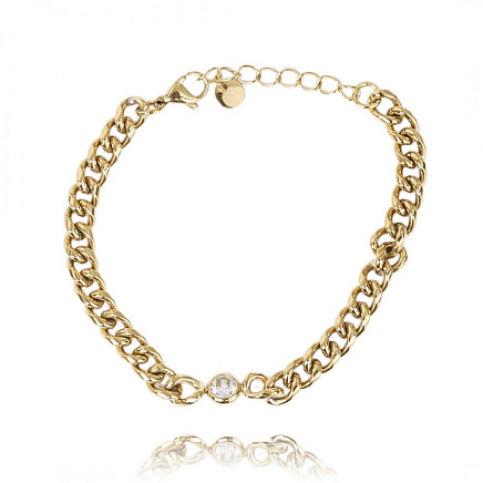 Surgical steel wrist bracelet, gold-plated with 14k gold BST1356